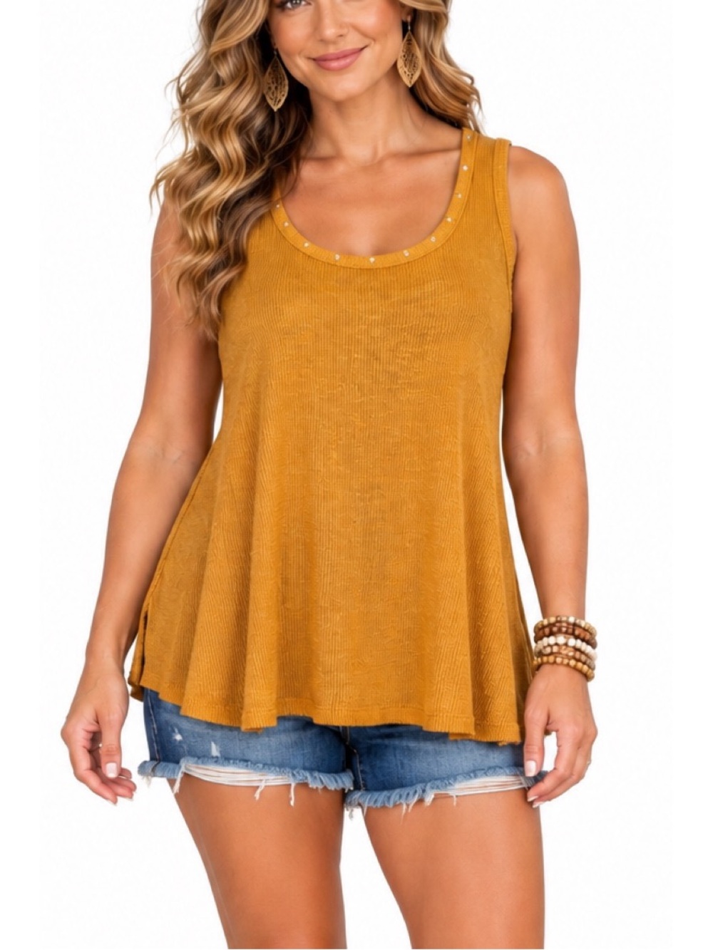 Maurice’s Mustard Yellow Embellished Tank Top- Medium